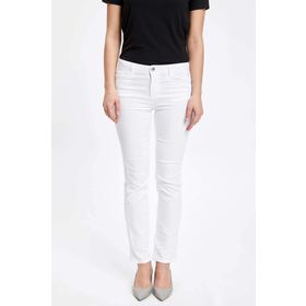 DeFacto Carmela Straight Fit Beyaz Kadın Pantolon
