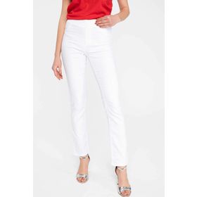 DeFacto Carmela Straight Fit Beyaz Kadın Pantolon