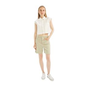 DeFacto Coool Regular Fit D0964AX24SM Yeşil-GN1156 Kadın Normal Bel Kısa Paça Gabardin Şort