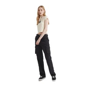 DeFacto Coool Siyah Straight Fit Kargo Gabardin Kadın Pantolon