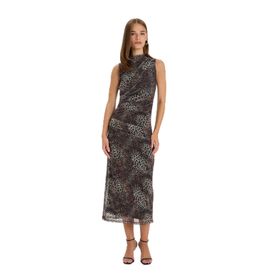 DeFacto D5061AX24AU Kahve-BN192 Kadın Leopar Desenli Maxi Elbise