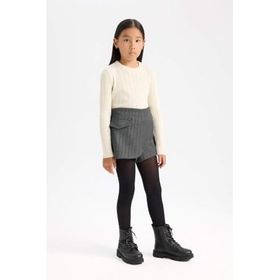 DeFacto D6066A824WN Gri-GR103 Kız Çocuk Desenli Şort