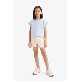 DeFacto D7107A825SM Ekru-ER233 Kız Çocuk Gabardin Şort