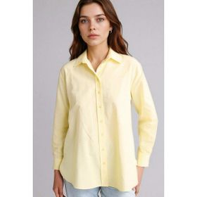 DeFacto D7341AX26SP Sarı-YL142 Kadın Relax Fit Gömlek Yaka Poplin Tunik