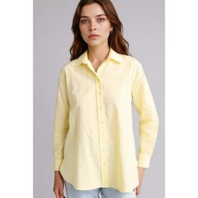 DeFacto D7341AX26SP Sarı-YL142 Kadın Relax Fit Gömlek Yaka Poplin Tunik