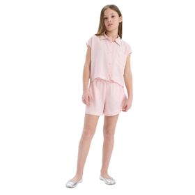DeFacto D7616A825HS Pembe-PN6384 Beli Lastikli Viskon Kız Çocuk Şort