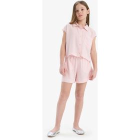 DeFacto D7616A825HS Pembe-PN6384 Beli Lastikli Viskon Kız Çocuk Şort