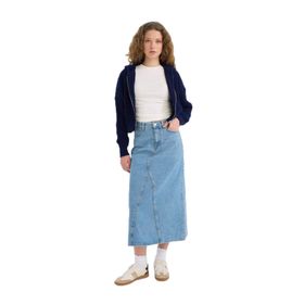 DeFacto D7985AX25SP NM28 Mavi Kadın Midi Jean Etek