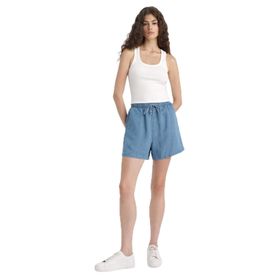 DeFacto D8247AX25SM Mavi-NM28 Kadın Yüksek Beli Lastikli Tencel Şort