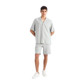 DeFacto D8835AX25SM Haki-KH514 Erkek Relax Fit Yazlık Keten Karışımlı Şort