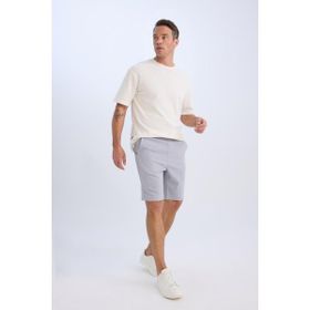 DeFacto D9451AX25SP Gri-GR89 Erkek Regular Fit Beli Bağcıklı Dokulu Bermuda Şort