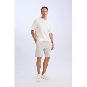 DeFacto D9451AX25SP Yeşil-GN1217 Erkek Regular Fit Beli Bağcıklı Dokulu Bermuda Şort