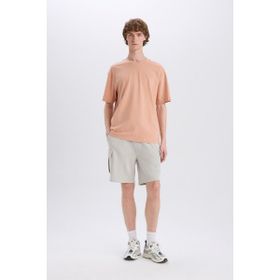 DeFacto D9494AX25SM Gri-GR503 Erkek Regular Fit Beli Bağcıklı Kargo Cepli Şort