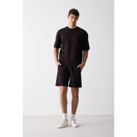 DeFacto D9769AX25SM Kahve-BN337 Erkek Regular Fit Düz Paça Şort