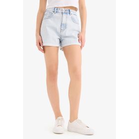 DeFacto E0521AX25SM Mavi-NM39 Kadın Mom Fit Yüksek Bel Katlamalı Paça Jean Şort