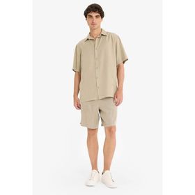 DeFacto E0804AX25SM Haki-KH488 Erkek Relax Fit Tencel Bermuda Şort