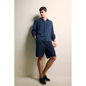 DeFacto E0804AX25SM Lacivert-NV175 Erkek Relax Fit Tencel Bermuda Şort