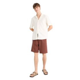 DeFacto E0807AX25SM Kahve-BN322 Erkek Regular Fit Jakarlı Bermuda Şort
