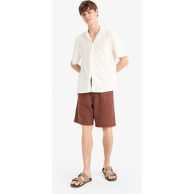 DeFacto E0807AX25SM Kahve-BN322 Erkek Regular Fit Jakarlı Bermuda Şort