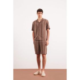 DeFacto E0809AX25SM Kahve-BN326 Erkek Regular Fit Jakarlı Bermuda Şort