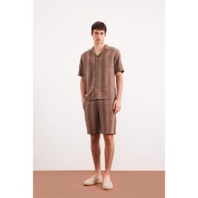 DeFacto E0809AX25SM Kahve-BN326 Erkek Regular Fit Jakarlı Bermuda Şort