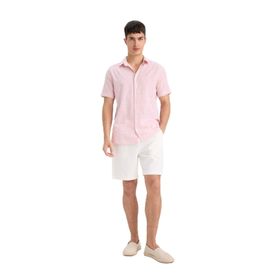 DeFacto E0886AX25SM Ekru-ER85 Erkek Pamuk Relax Fit Müslin Cepli Basic Düz Bermuda Şort