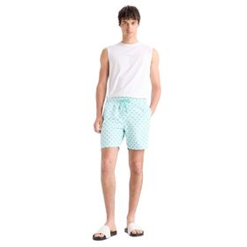 DeFacto E0977AX25HS Yeşil-GN1101 Erkek Regular Fit Desenli File Astarlı Kısa Boy Deniz Şortu