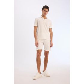 DeFacto E0980AX25SM Beyaz-WT32 Erkek Regular Fit Beli Bağcıklı Krinkıl Bermuda Şort