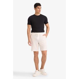 DeFacto E0980AX25SM Beyaz-WT32 Erkek Regular Fit Beli Bağcıklı Krinkıl Bermuda Şort