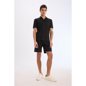 DeFacto E0980AX25SM Siyah-BK81 Erkek Regular Fit Her Yöne Esneyen Krinkıl Bermuda Şort