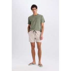 DeFacto E0993AX25HS Bej-BG187 Erkek Regular Fit Kısa Boy Yumuşak Tuşeli Deniz Şortu