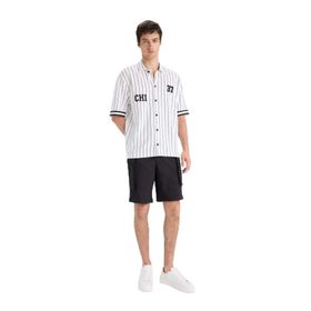DeFacto E2207AX25SM Siyah-BK81 Erkek Relax Fit Kargo Cepli Bermuda Şort