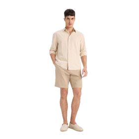 DeFacto E2234AX25SM Bej-BG406 Erkek Regular Fit Dokulu Bermuda Şort