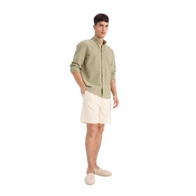 DeFacto E2234AX25SM Ekru-ER117 Erkek Regular Fit Dokulu Bermuda Şort