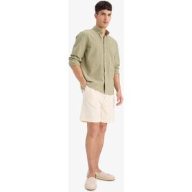 DeFacto E2234AX25SM Ekru-ER117 Erkek Regular Fit Dokulu Bermuda Şort
