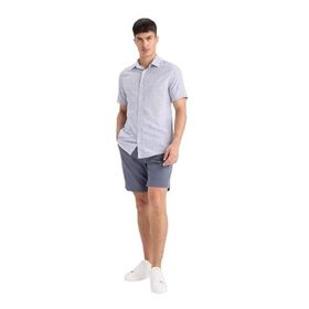 DeFacto E2234AX25SM İndigo-IN269 Erkek Regular Fit Dokulu Bermuda Şort