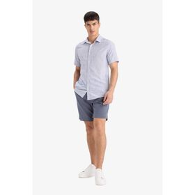DeFacto E2234AX25SM İndigo-IN269 Erkek Regular Fit Dokulu Bermuda Şort