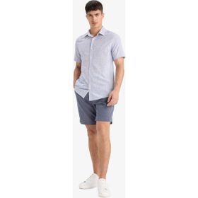 DeFacto E2234AX25SM İndigo-IN269 Erkek Regular Fit Dokulu Bermuda Şort