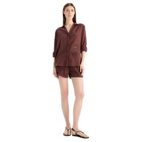 DeFacto E4272AX25SM Kahve-BN166 Kadın Regular Fit Müslin Plaj Şortu
