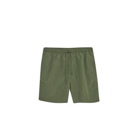 DeFacto E5133AXNS Haki-KH109 Erkek Regular Fit Kısa Boy Cepli File Astarlı Beli Bağcıklı Düz Hafif Kumaş Deniz Şortu
