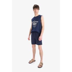 DeFacto E5133AXNS Lacivert-NV256 Erkek Regular Fit Kısa Boy Cepli File Astarlı Beli Bağcıklı Düz Hafif Kumaş Deniz Şortu
