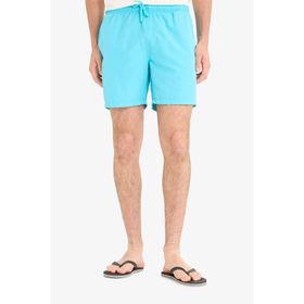 DeFacto E5133AXNS Turkuaz-TR111 Erkek Regular Fit Kısa Boy Cepli File Astarlı Beli Bağcıklı Düz Hafif Kumaş Deniz Şortu