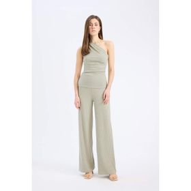 DeFacto E5783AX25SP KH400 Haki Slim Fit Dar Kesim Fitilli Kaşkorse Basic Düz Kadın Pantolon