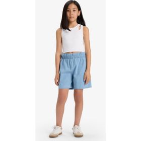 DeFacto E6690A825SM Mavi-NM39 Beli Lastikli Jean Şort Kız Çocuk Şort