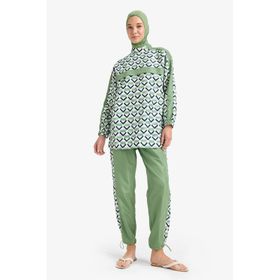 DeFacto E7996AX25HS GN680 Regular Fit Su İtici 3'lü Desenli Burkini Kadın Tesettür Mayo Takım