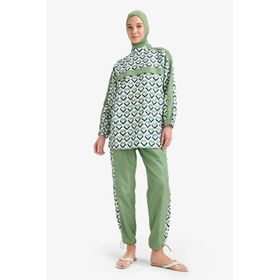 DeFacto E7996AX25HS GN680 Regular Fit Su İtici 3'lü Desenli Burkini Kadın Tesettür Mayo Takım