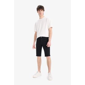 DeFacto E801GY106465 Siyah Erkek Slim Fit Dar Kesim Jean Bermuda Şort