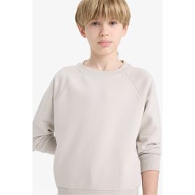 DeFacto E8415A825AU Yeşil Bisiklet Yaka Basic Düz Okul Erkek Çocuk Sweatshirt