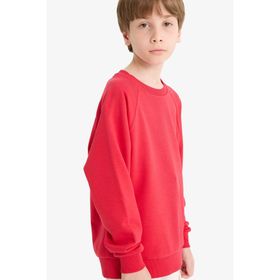 DeFacto E8415A825AU Yeşil Bisiklet Yaka Basic Düz Okul Erkek Çocuk Sweatshirt