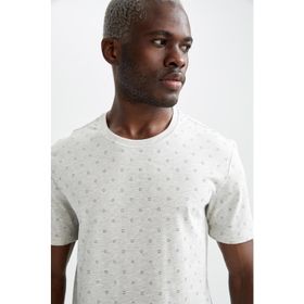 DeFacto Ekstra Slim Fit Bisiklet Yaka Floral Desenli Kısa Kollu Tişört U0284AZ21SM